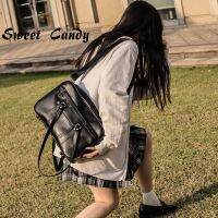 Embossed Japanese Student Bags Handbags High College Students Uniform Bag Shoulder Bags Messenger Bags PU Leather For Women