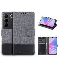 เคสโทรศัพท์สำหรับ Vivo V27 Pro V27E Y35 Y22S Y02S Y16 5G V27Pro ช่องเสียบบัตรแคนวาส PU ฝาครอบที่วางแท่นตั้งปลอกแบบฝาพับมีกระเป๋าเงินหนัง