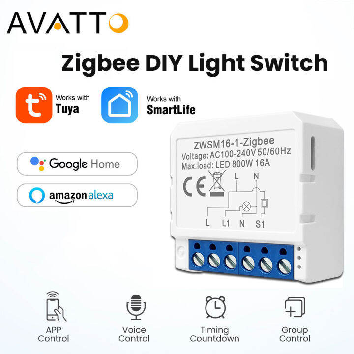 AVATTO Tuya Zigbee โมดูลสวิตช์ไฟอัจฉริยะ,Neutral Line Required 1/2/3/4 ...