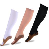 Unisex Copper Compression Stockings Women Men Anti Fatigue Pain Relief Compression Socks Nylon Varicose Vein Knee High Stockings Socks