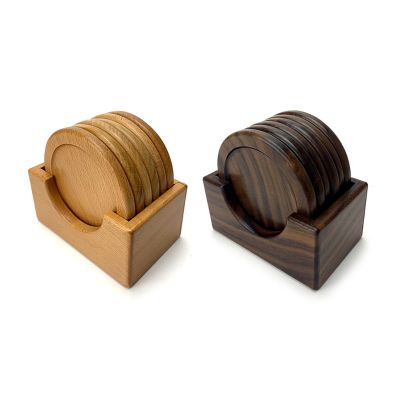 Round Wood Insulated Saucer Mug Coasters Non-Slip Mat Wooden Placemat Tea Coffee Bar Cup Table Pad Drink Coaster Desktop