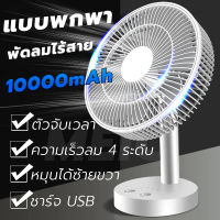 ใช้ได้ 64 ชั่วโมง F20 พัดลมพกพา แบตเตอรี่10000mAh พัดลมเล็ก พดลมพกพา พัดลมตั้งโต๊ะ ความเร็วลม 4 ระดับ ชาร์จ USB