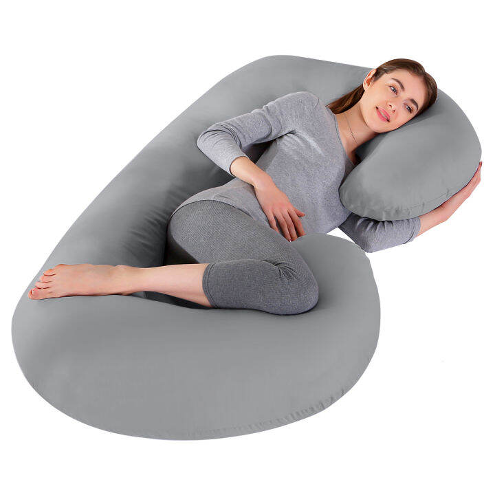 C Shape Pregnancy Full Support Pillow with Cover Pink, Blue Lazada