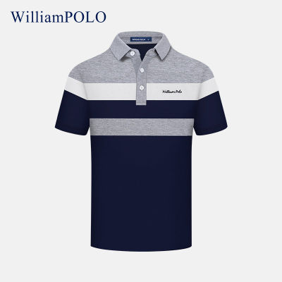 Williampoo Dad ฤดูร้อนแขนสั้นเสื้อยืดลายทางฤดูร้อนของผู้ชายเสื้อโปโลลำลองธุรกิจ