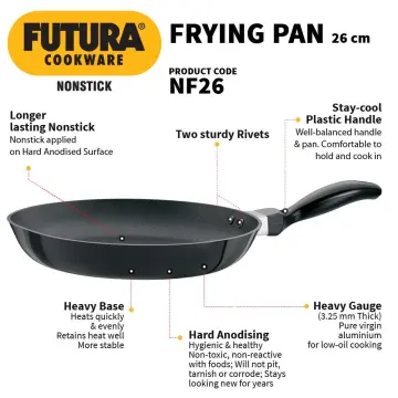 Hawkins Futura Hard Anodised Flat Tawa With Plastic Handle, 26cm, Thic