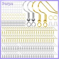 PERPE 300 PCS 2สีค่ะ ชุดตะขอต่างหู ทองและเงิน โลหะผสมอัลลอยด์ ห่วงสำหรับกระโดด งานฝีมืองานประดิษฐ์ แผ่นยางรอง หลังต่างหูใส สำหรับการทำเครื่องประดับ DIY