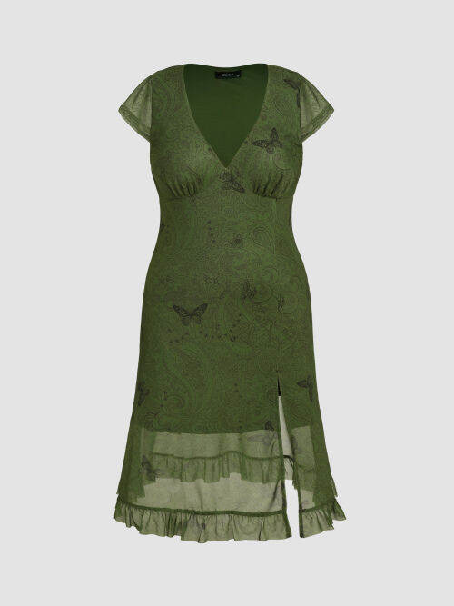 Cider Vneck Butterfly Split Midi Dress Curve & Plus Lazada PH