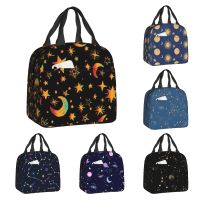 ✠❉ Custom Celestial Moon And Stars Lunch Bag Women Cooler Thermal Insulated Lunch Boxes for Student School