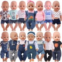 43cm Baby Doll Clothes Denim18 Inch Reborn Baby New Born Doll Clothes 2Pcs/Set Shirts Pants Unicorn Duck Whale Dogs Clothes Toy