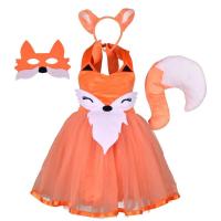 Kids Fox Costume Cute Fox Costume With Ears Headband Tail Halloween Dress Tutu Soft Kids Costume Halloween Accessories For Gatherings Events School Plays active