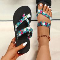 Women Floral Flip Flops Beach Slippers Fashion Thick Bottom Flip Flops sandales Summer Casual Outdoor Beach Slippers chaussure