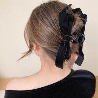 Japan Korean Velvet Bow Hair Claw Headdress Hairpin Large Black Catch Clips Female Simple Temperament Hair Accessories