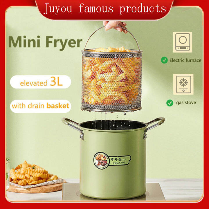 3L Deep Fryer Pan Mini Multifunctional French Fries Gas Type With Oil