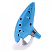 Alto 12หลุม Ocarina เซรามิค Tone C ขลุ่ย Sky Blue เครื่องดนตรีพร้อมสายคล้องคอและหนังสือเพลงสำหรับเด็กของขวัญเด็ก