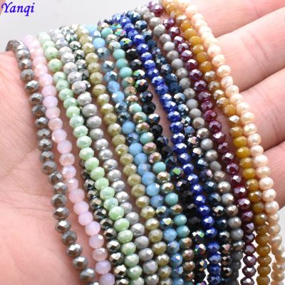 Yanqi 4mm145pcs Colour Faceted Rondelle Crystal Glass Beads Czech Loose Spacer Round Glass Beads For Jewelry Making DIY Handmade DIY accessories and o