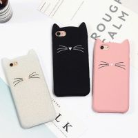 [LWF HOT]❄☫❧IPhoneX 5/5S 6 7 8Plus เคสโทรศัพท์กันกระแทกแบบนิ่มลายหนวดแมวหูแมวการ์ตูนน่ารัก3D