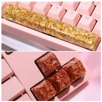 For Cherry Mx Switch Mechanical Keyboard Keycap Custom Kawaii Transparent Transparency Resin Gold Foil Artisan Esc Cute Keycap