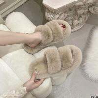 รองเท้าแตะสีแดงกันน้ำทำด้วยมือ 2023 รองเท้าแตะใส่ข้างนอกแบบใหม่กันลื่นบวกกำมะหยี่ขนผู้หญิงใส่กันหนาว