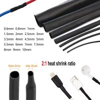 10M 2:1 Black 0.6mm/1mm/2mm/3mm/4mm-9mm Diameter Heat Shrink Heatshrink Tubing Tube Sleeving Wrap Wire Sell DIY Connector Repair Electrical Circuitry