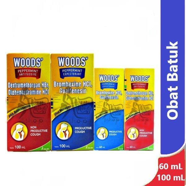 Woods Peppermint Expectorant Biru Antitussive Merah Ml