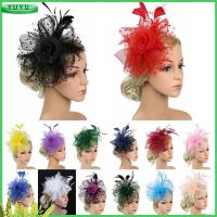 YUYU ผู้หญิงสาว งานแต่งงาน ดอกไม้ตาข่าย Fascinators ผม หมวก fascinator ที่คาดผม ALICE ที่คาดผมงานเลี้ยงน้ำชา กิ๊บติดผมขนนก