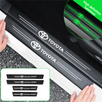 4ชิ้น/เซ็ตคาร์บอนไฟเบอร์หนังประตู Sill Strip Anti Scratch สติกเกอร์สำหรับ Toyota Camry Corolla Vios Altis Vigo Avanza Hilux Fortuner Rush Yaris