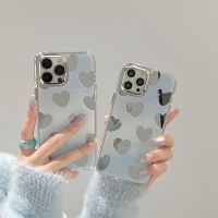 ins กระจกรักโทรศัพท์กรณีสำหรับ iPhone14 เคสโทรศัพท์กระจกเงาแบบเรียบง่ายสำหรับ iPhone12ProMax กรอบโลหะกรณีโทรศัพท์อวกาศสำหรับ iPhone13 เต็มหน้าจอรักโทรศัพท์กรณีสำหรับ iPhone11