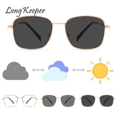 Photochromic Sunglasses Men Women Driving Change Color Vintage Round Blue Light Blocking Sunglasses Square Frame Outdoor Eyewear