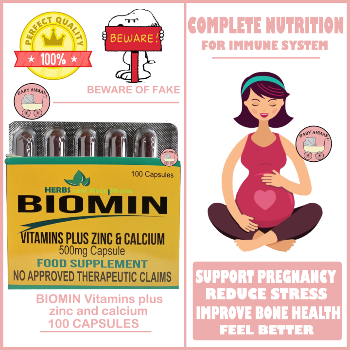 pregnancy essentials Biomin Vitamin Plus Zinc & Calcium 100 Capsules