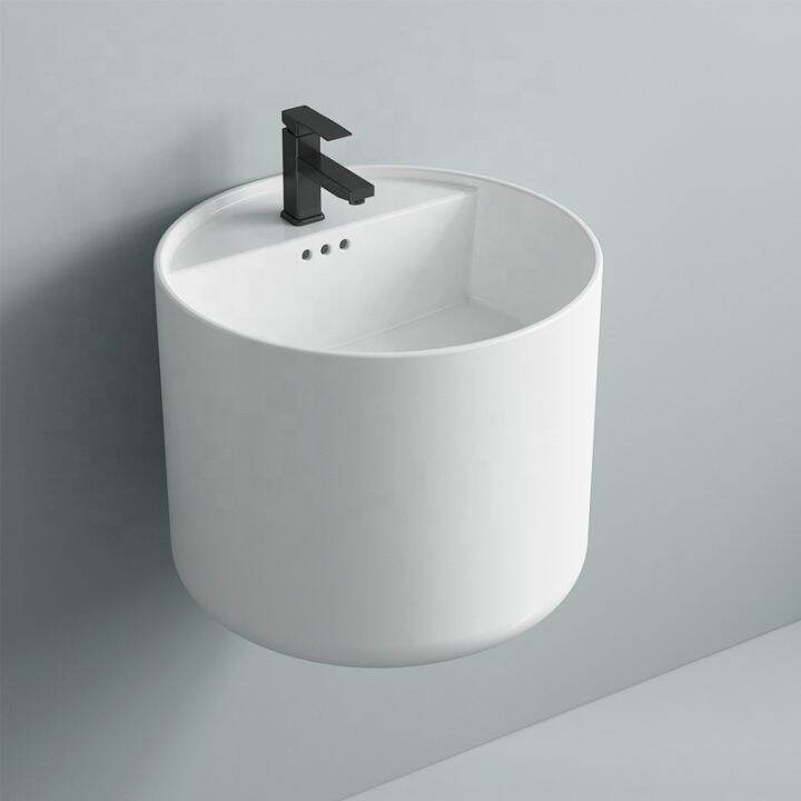 Wall Mounted Half Pedestal Bathroom Sink / Wall Mount/ Wall Hung Half