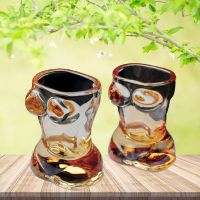 2PCS Female Body Clear Glass Wine Glasses Woman Modeling Whiskey Wine Glass Mini Spirit Glass Wine Cabinet Decorations Woman Cup Cups  Mugs Saucers