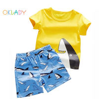 【Oklady】（1-6years）Toddler Baby Boys Shark Clothes Long Sleeve Tops Shirts + Pants Outfits Set