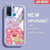 JIUMOO เคสสำหรับ VIVO Y30 Y50 Y30i น่ารักลายโบว์น๊อตเคสนิ่มกันกระแทกทนต่อการขีดข่วนเคสโทรศัพท์โปร่งใสฝาครอบป้องกันเลนส์กล้องถ่ายรูปซิลิกาเจลป้องกันการตกหล่น