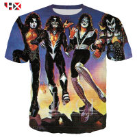 2023 NewHX ใหม่ล่าสุดฤดูร้อนโลหะ Rock KISS Band 3D พิมพ์ผู้ชายผู้หญิง T เสื้อลำลอง Harajuku Streetwear สไตล์ T เสื้อ Pullover Tops