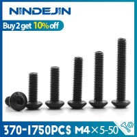 NINDEJIN 370-1750ชิ้นรอบหัวกระทะหกเหลี่ยมซ็อกเก็ตสกรู M4 Crabon เหล็กปุ่มหัวอัลเลนสกรูสำหรับรถจักรยานยนต์รถยนต์ขายส่ง