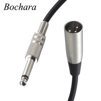 Bochara 3Pin XLR Male to 1/4 6.35mm Jack Microphone  Audio Cable Foil+Braided Shielded 1.8m 3m 5m 10m