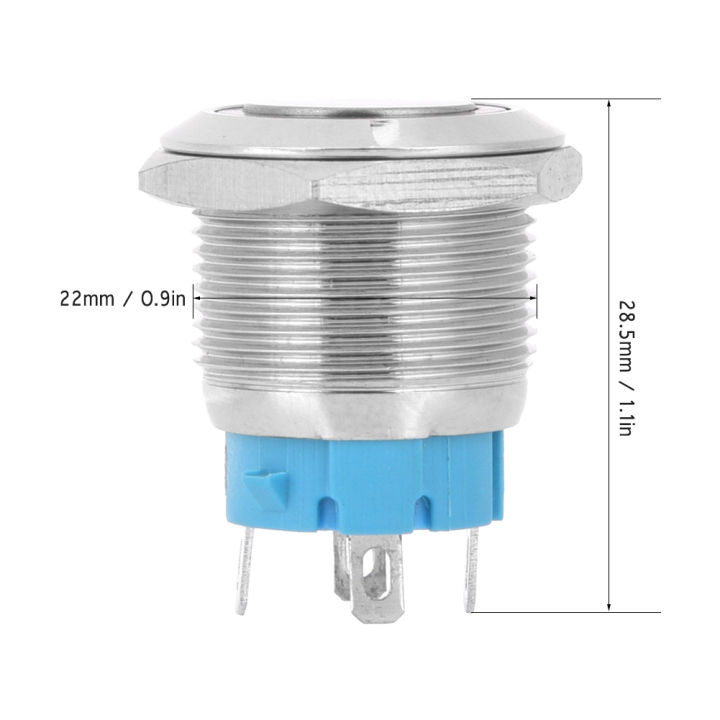 สวิตช์หัวแบนสวิตช์แบบปุ่มกดรีเซ็ตตัวเอง4พิน22สวิตซ์ปุ่มมิลลิเมตรพร้อมไฟสำหรับบ่งชี้1no