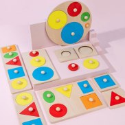 Montessori hình học đầy màu sắc nắm bắt Hội Đồng Quản trị đồ chơi bằng gỗ