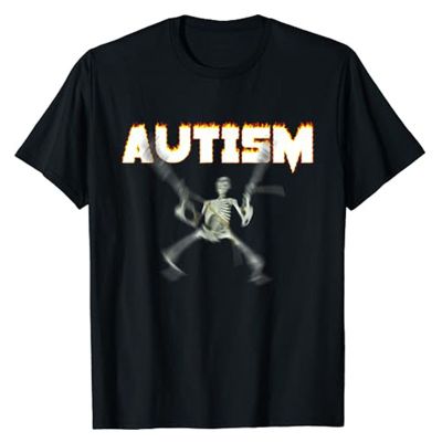 Autism Skeleton Meme T-Shirt Humor Funny Skull Print Halloween Costume Gifts Autism Awareness Neurodivergent Graphic Tee Y2k Top