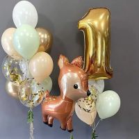 【DT】hot！ 14pcs Sika Balloons Set 32inch Gold Number Jungle Theme Decoration Kids Birthday Supplies