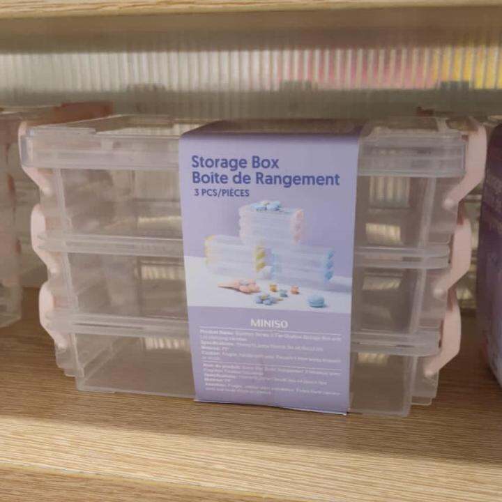 Miniso Storage Box With Lid Kotak Penyimpanan 3pcs Susun Lazada Indonesia