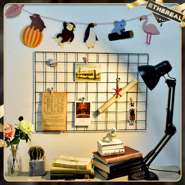 45*65cm MultiFunction Iron Metal Grid Decor Photo Frame Wall Art Display Mesh Storage Shelf