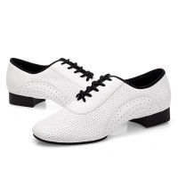 Hipposeus Men Dance-Shoes Boys Modern Tango Salsa Dancing Shoes Softrubber Sole Profesional Dancing Shoes White High Quality
