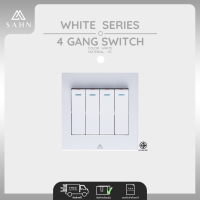 *Best Seller* Switch [SAHN] สวิทช์ไฟ 4 ช่อง ทางเดียว สีขาว รุ่น White Series (WS1-041) ดีไซน์สวยงาม และทันสมัย