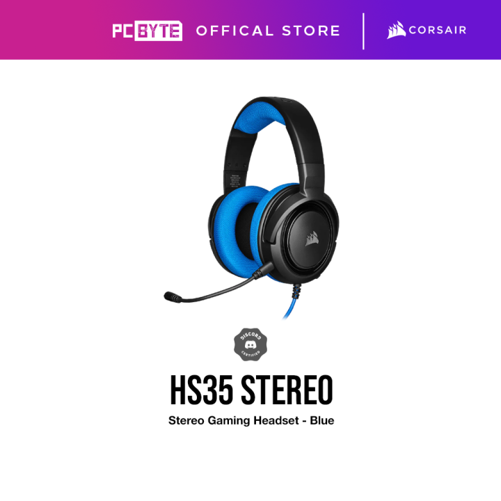 Corsair HS35 Stereo Gaming Headset Blue Lazada
