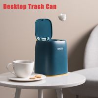 ●┅✣ Desktop Trash Can Creative Mini Small Waste Bin Press Garbage Basket Plastic Office Supplies Dustbin Sundries Barrel Box