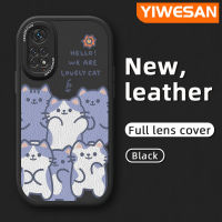 YIWESAN เคสสำหรับ Xiaomi Redmi โน๊ต11 4G Note 11S Note 11T Note 11 5G Poco M4 PRo 5G เคสการ์ตูนน่ารักดีไซน์ใหม่แมวเคสใส่โทรศัพท์หนังเคสมือถือกันกระแทกซิลิโคนนิ่มป้องกันการตกพร้อมเคสป้องกันกล้องสำหรับเลนส์คลุมทั้งหมด