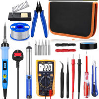 2023 NEW S6-B5 Solder Set 21-in-1 Portable 80W Soldering Iron Set Digital LCD Soldering Iron Kit Electric Soldering Iron with On-Off Switch Desoldering Pump Soldering Iron Station Soldering Iron Tools