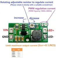 ตัวควบคุมตัวควบคุม Pwm ไฟ Led ปรับได้ Dc 6-24V 30-900Ma โมดูลตัวแปลงกระแสไฟคงที่ Dc-Dc