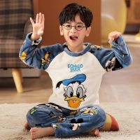 Boys Girls Pajamas Sets Thicken Autumn Winter Flannel Pijamas Children Coral Fleece Cartoon Pajamas for Teens Kids Sleepwear